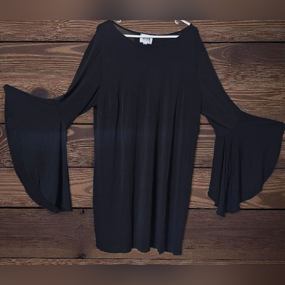Leota Black Dress with Bell Sleeves
